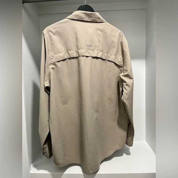 CABELA'S tan Insect Defense UV Protection Caped Back mens size large button down - Picture 6 of 10